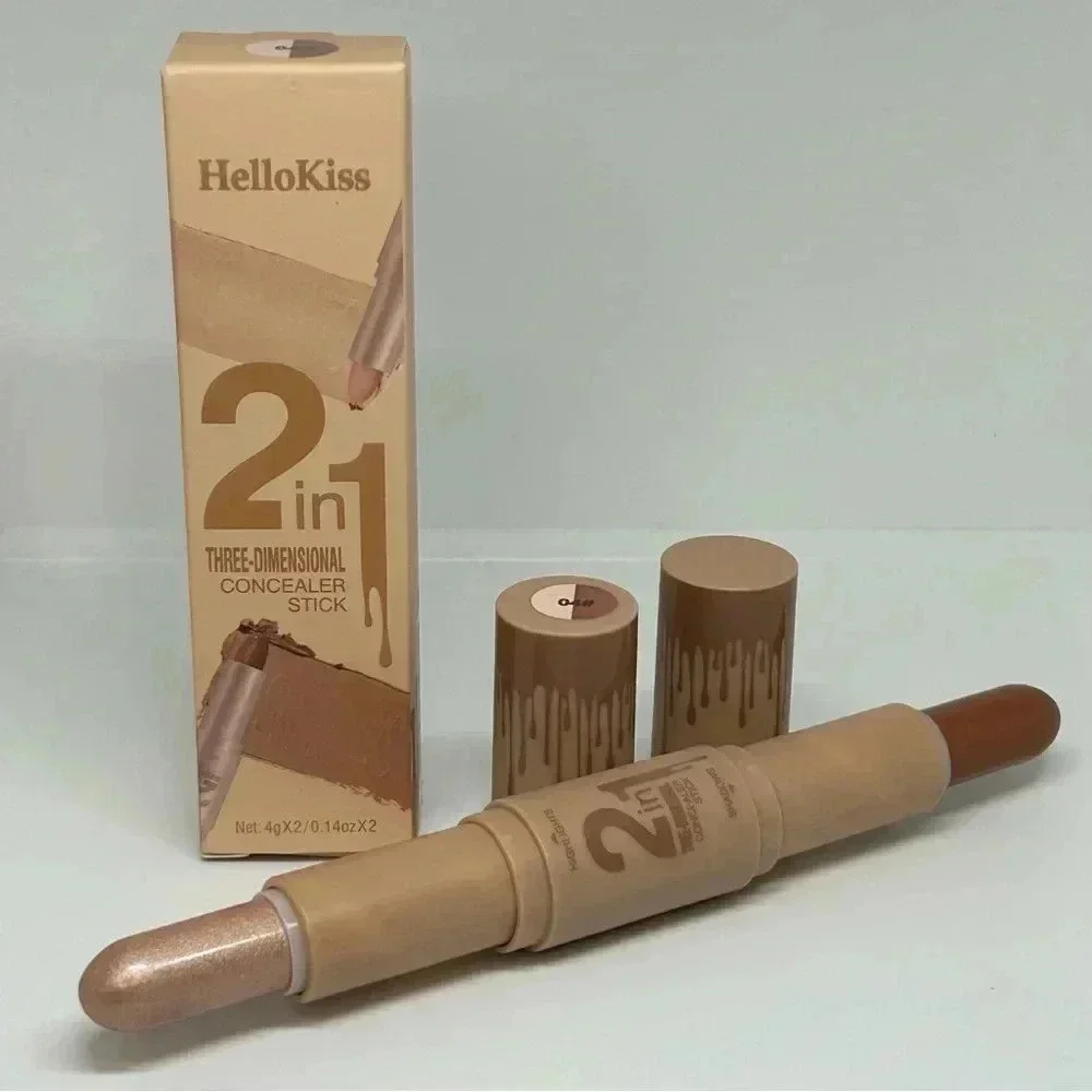 Hello Kiss 2-in-1 Concealer Contour Stick - Pearl White & Dark Brown